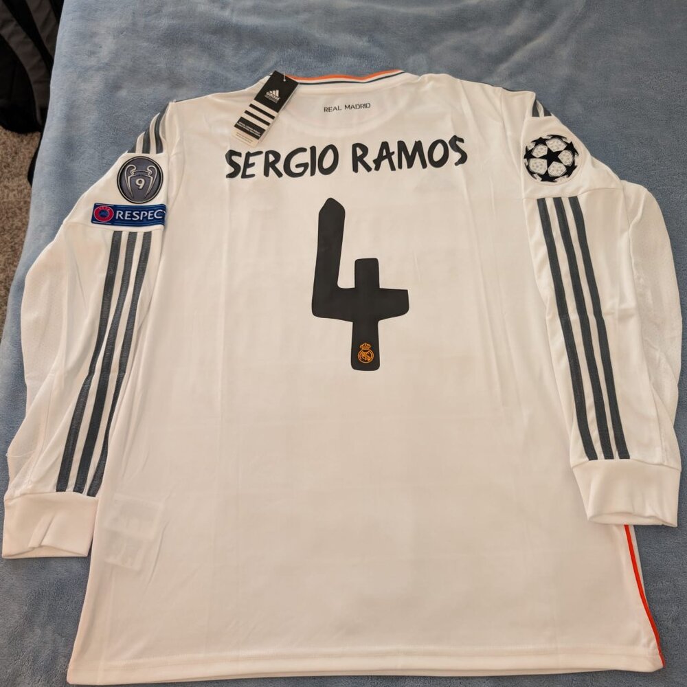 Real Madrid 2014 UCL Final Jersey Long Sleeve Sergio Ramos #4